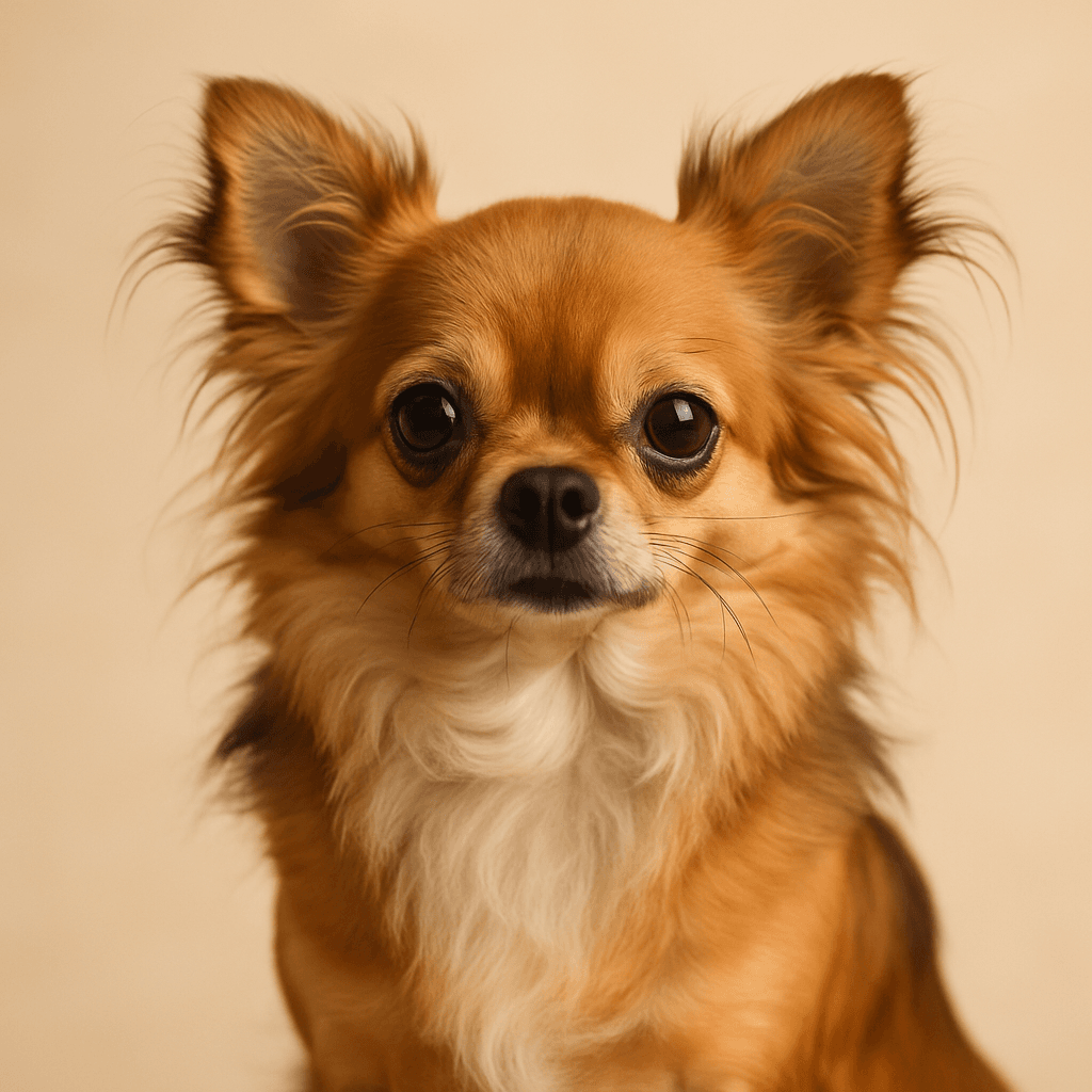 Chihuahua (Long Coat) front view