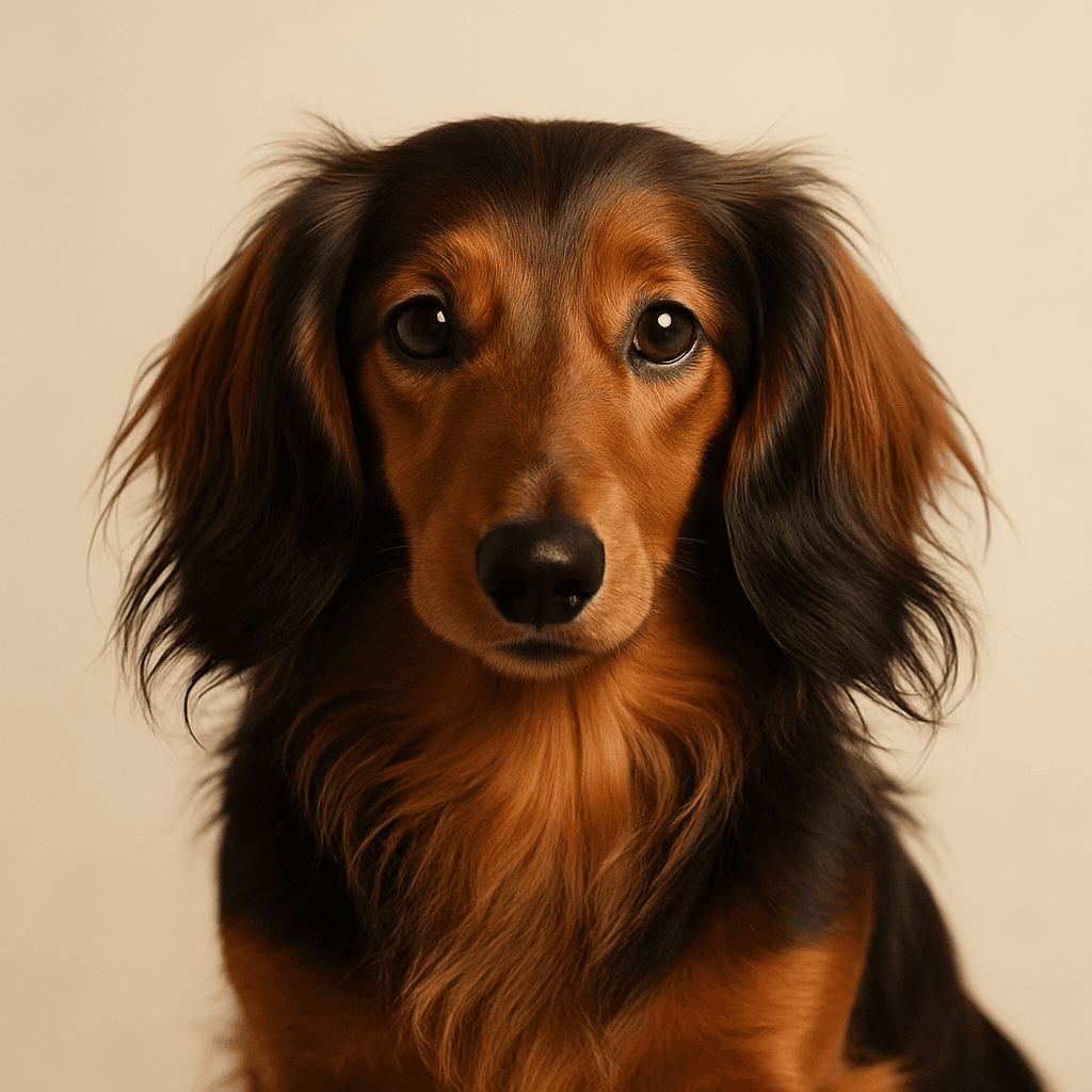 Dachshund (Miniature Long Haired) front view