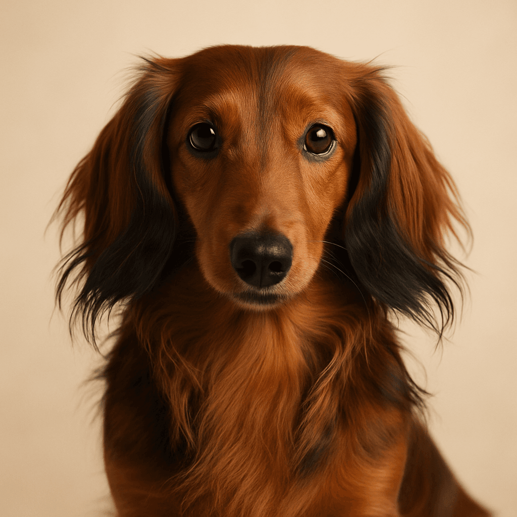 Dachshund (Standard Long Haired) front view