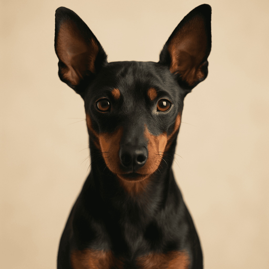 English Toy Terrier (Black & Tan) front view