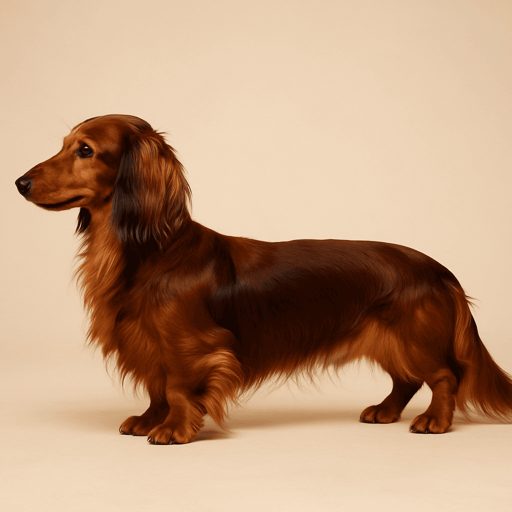 Dachshund (Standard Long Haired) side view