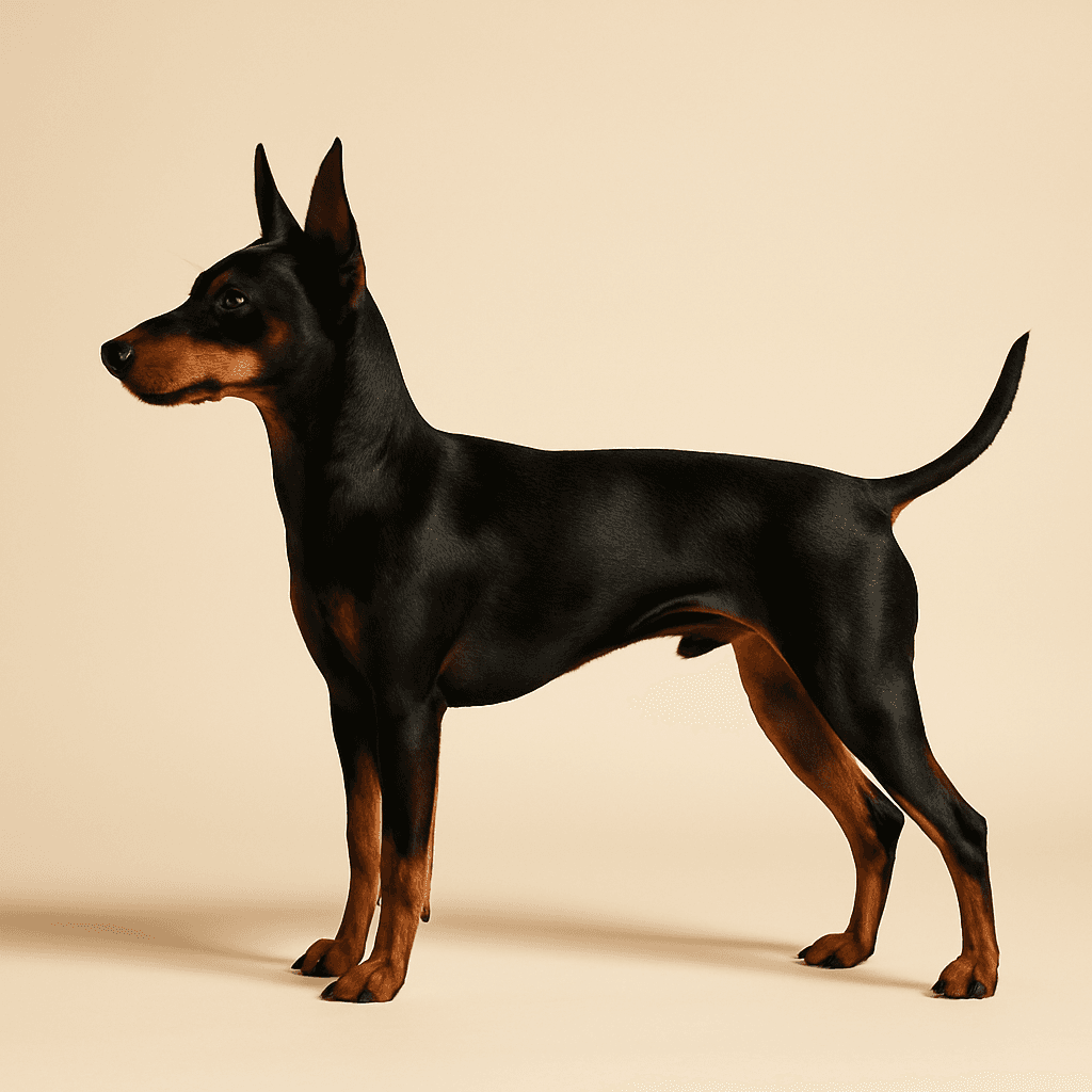 English Toy Terrier (Black & Tan) side view
