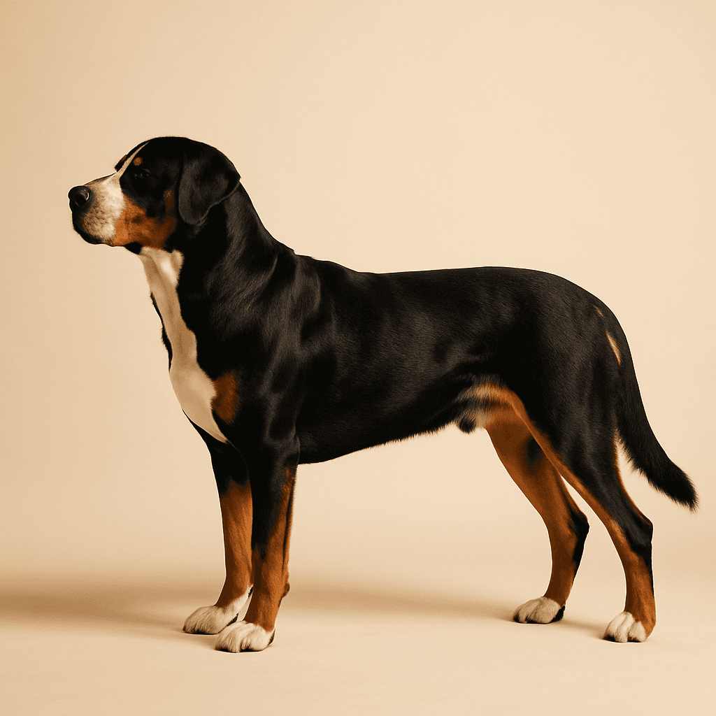 Great Swiss Mountain Dog side view