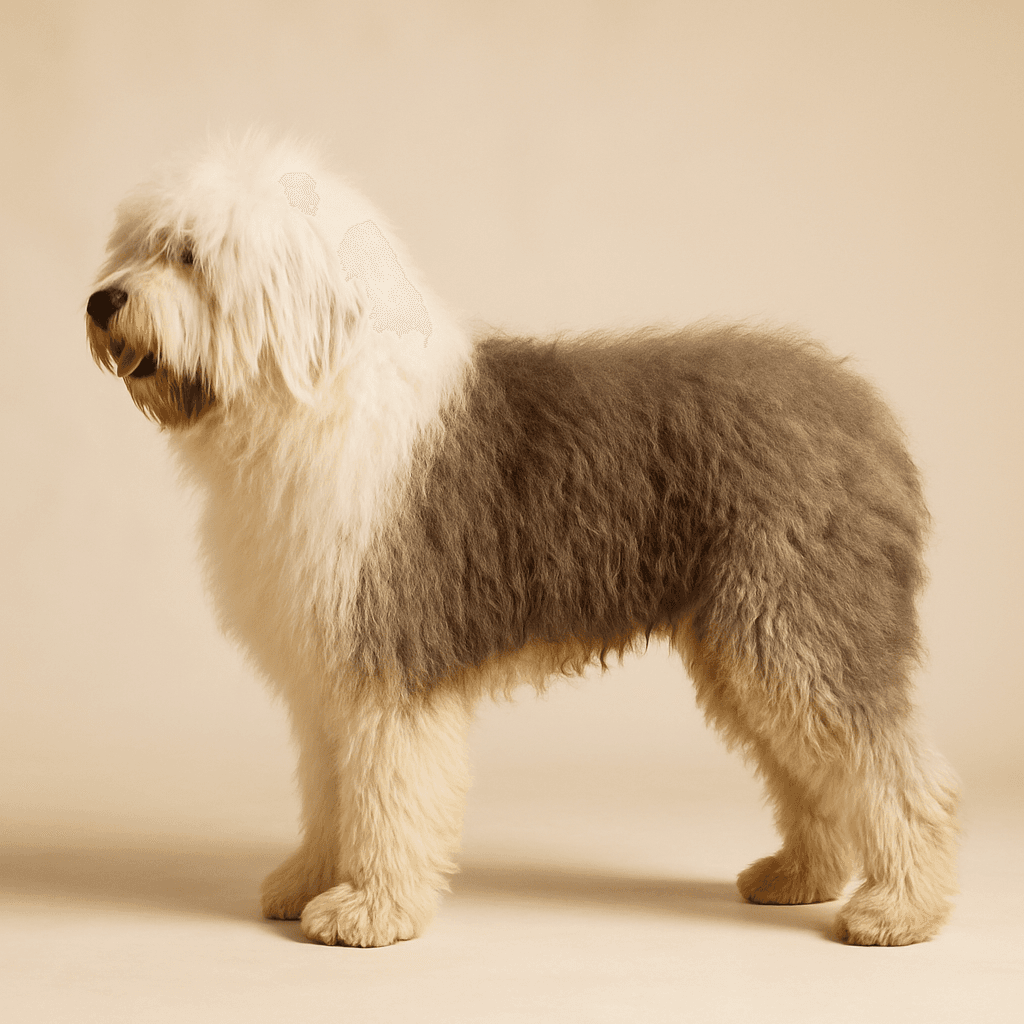 Old English Sheepdog side view