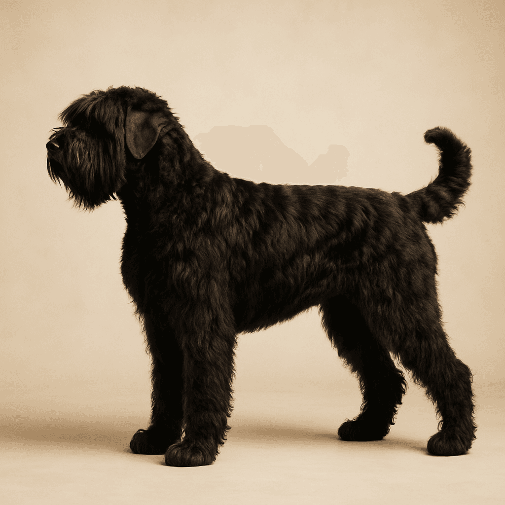 Russian Black Terrier side view